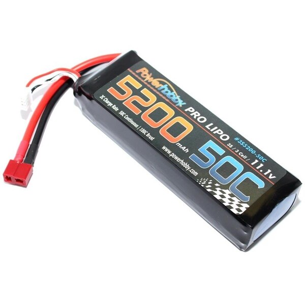 Power Hobby 5200mAh 11.1V 3S 50C LiPo Battery with Hardwired T-Plug PHB3S520050CDNS - main